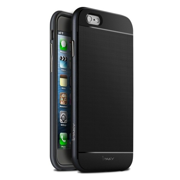 „IPAKY“ kieto silikono (TPU) dėklas - juodas (iPhone 6 / 6s)