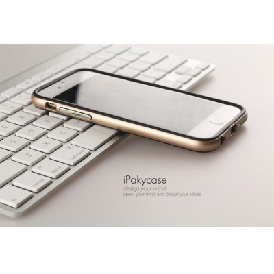 Apple iPhone 6 / 6s „IPAKY“ cieta silikona (TPU) melns apvalks (apmales - zeltā krāsā) / Vacins.lv