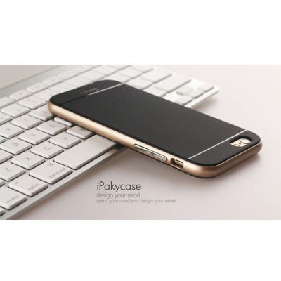 Apple iPhone 6 / 6s „IPAKY“ cieta silikona (TPU) melns apvalks (apmales - zeltā krāsā) / Vacins.lv