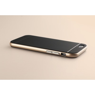 Apple iPhone 6 / 6s „IPAKY“ cieta silikona (TPU) melns apvalks (apmales - zeltā krāsā) / Vacins.lv