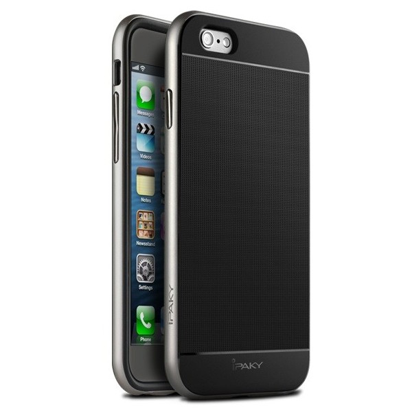 „IPAKY“ cieta silikona (TPU) apvalks - melns / sudrabs (iPhone 6 Plus / 6s Plus)