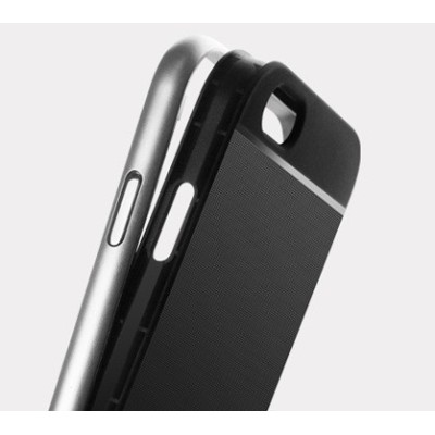 Apple iPhone 6 Plus / 6s Plus „IPAKY“ cieta silikona (TPU) melns apvalks (apmales - sudrabā krāsā) / Vacins.lv