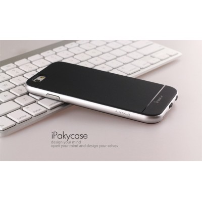 Apple iPhone 6 Plus / 6s Plus „IPAKY“ cieta silikona (TPU) melns apvalks (apmales - sudrabā krāsā) / Vacins.lv