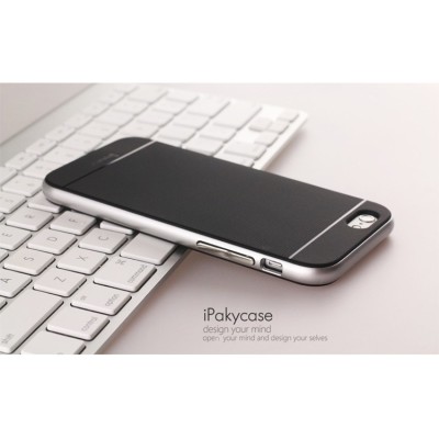 Apple iPhone 6 Plus / 6s Plus „IPAKY“ cieta silikona (TPU) melns apvalks (apmales - sudrabā krāsā) / Vacins.lv
