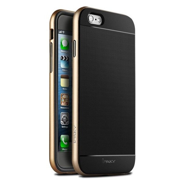 „IPAKY“ kieto silikono (TPU) dėklas - juodas / auksinis (iPhone 6 Plus / 6s Plus)