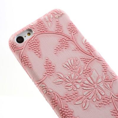 Rožinis gėlėtas plastikinis Apple iPhone 5C dėklas (dėkliukas) / Priedai.lt