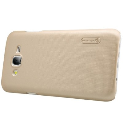 Samsung Galaxy J7 (J700) Nillkin Frosted Shield zelta plastmasas apvalks + ekrāna aizsargplēve / Vacins.lv