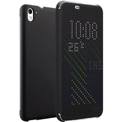 HTC Desire 626 Smart Dot View atvērams melns maciņš - maks / Vacins.lv
