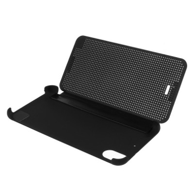 HTC Desire 626 Smart Dot View atvērams melns maciņš - maks / Vacins.lv