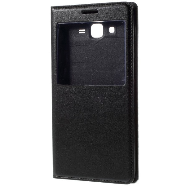 Atverčiamas dėklas su langeliu - juodas (Galaxy J7 2015)