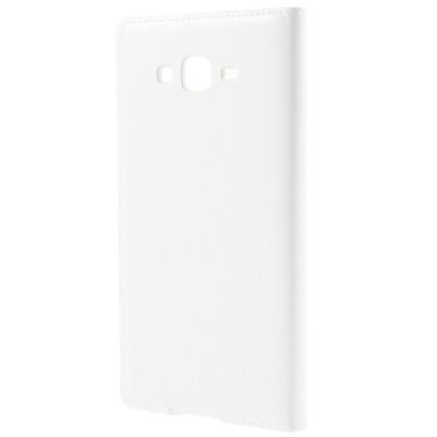 Samsung Galaxy J7 (J700) baltas odinis atverčiamas dėklas su langeliu / Priedai.lt