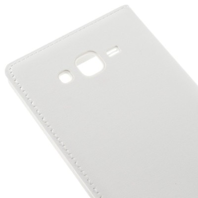 Samsung Galaxy J7 (J700) baltas odinis atverčiamas dėklas su langeliu / Priedai.lt