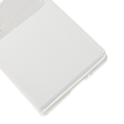 Samsung Galaxy J7 (J700) baltas odinis atverčiamas dėklas su langeliu / Priedai.lt