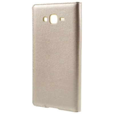 Samsung Galaxy J7 (J700) zelta atvēramais maciņš ar lodziņuš / Vacins.lv