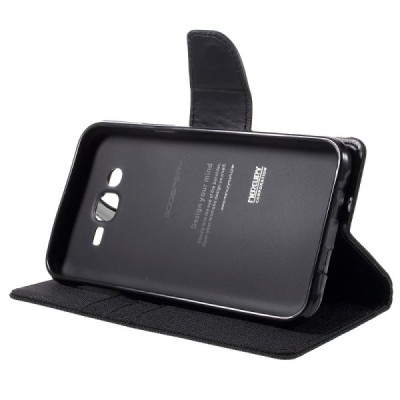 Samsung Galaxy J7 (J700) Mercury atvērams melns maciņš (maks) / Vacins.lv