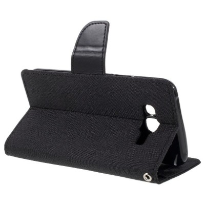 Samsung Galaxy J7 (J700) Mercury atvērams melns maciņš (maks) / Vacins.lv