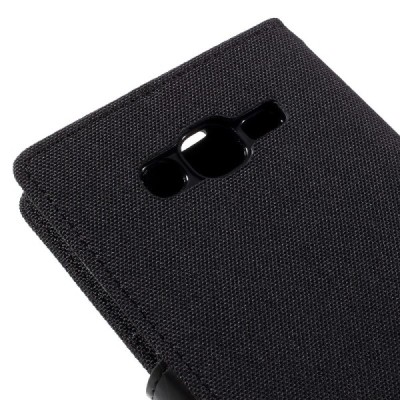 Samsung Galaxy J7 (J700) Mercury atvērams melns maciņš (maks) / Vacins.lv