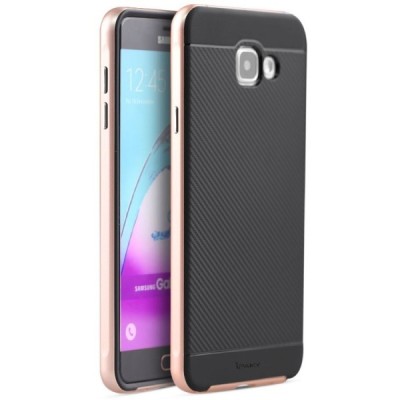 Samsung Galaxy A7 2016 (A710) „IPAKY“ kieto silikono TPU juodas (rožiniais apvadais) dėklas - nugarėlė / Priedai.lt