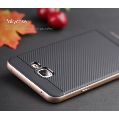 Samsung Galaxy A7 2016 (A710) „IPAKY“ kieto silikono TPU juodas (rožiniais apvadais) dėklas - nugarėlė / Priedai.lt