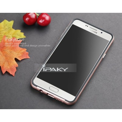 Samsung Galaxy A7 2016 (A710) „IPAKY“ kieto silikono TPU juodas (rožiniais apvadais) dėklas - nugarėlė / Priedai.lt