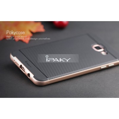 Samsung Galaxy A7 2016 (A710) „IPAKY“ kieto silikono TPU juodas (rožiniais apvadais) dėklas - nugarėlė / Priedai.lt