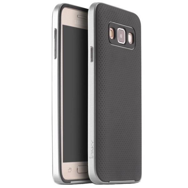 „IPAKY“ kieto silikono (TPU) dėklas - juodas / sidabrinis (Galaxy A3 2015)