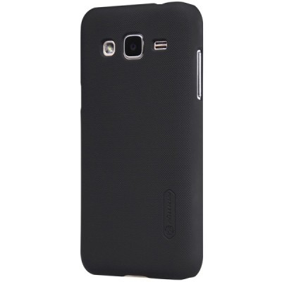 Samsung Galaxy J2 (J200) Nillkin Frosted Shield melns plastmasas apvalks + ekrāna aizsargplēve / Vacins.lv