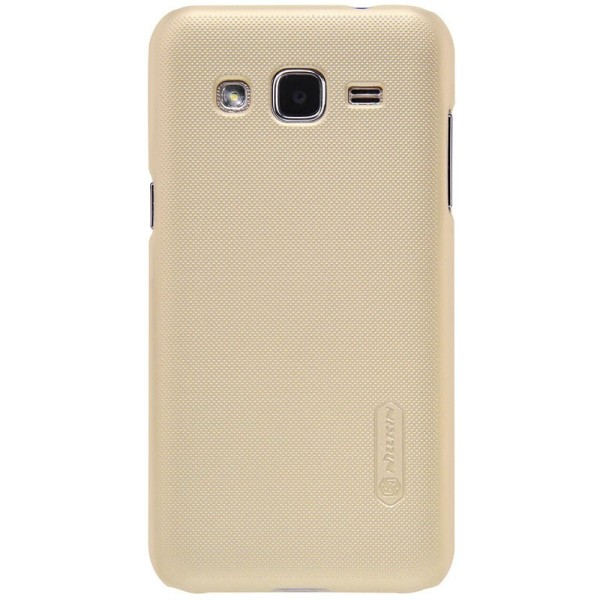 „Nillkin“ Frosted Shield dėklas - auksinis + apsauginė ekrano plėvelė (Galaxy J2)