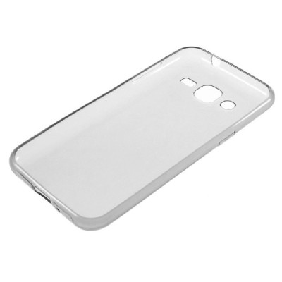 Samsung Galaxy J2 (J200) skaidrus (permatomas) kieto silikono TPU ploniausias pasaulyje pilkas dėklas / Priedai.lt