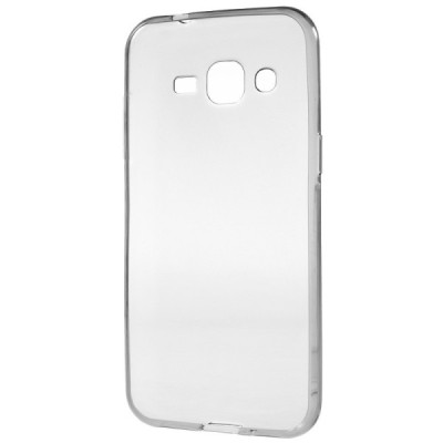 Samsung Galaxy J2 (J200) skaidrus (permatomas) kieto silikono TPU ploniausias pasaulyje pilkas dėklas / Priedai.lt