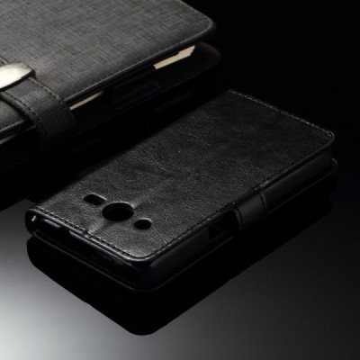 Samsung Galaxy J2 (J200) atverčiamas juodas odinis dėklas - piniginė / Priedai.lt