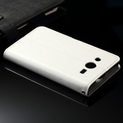 Samsung Galaxy J2 (J200) atvēramais ādas balts maciņš (maks) / Vacins.lv