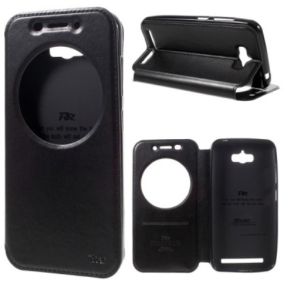 Asus Zenfone Max (ZC550KL) melns atvēramais Smart Window ādas maciņš / Vacins.lv