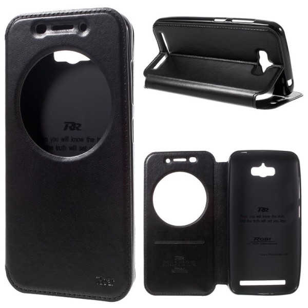 „Smart Window“ atvēramais ādas maciņš - melns (Zenfone Max)