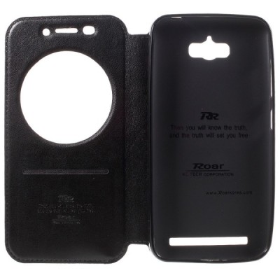 Asus Zenfone Max (ZC550KL) melns atvēramais Smart Window ādas maciņš / Vacins.lv