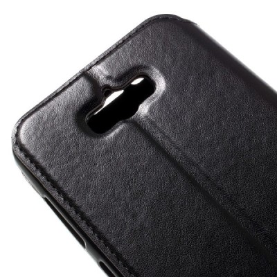 Asus Zenfone Max (ZC550KL) melns atvēramais Smart Window ādas maciņš / Vacins.lv