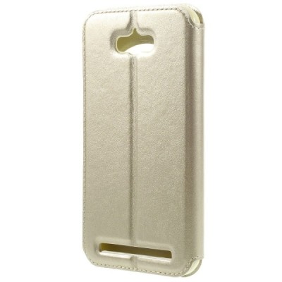 Asus Zenfone Max (ZC550KL) Roar Noble ādas atvēramais zelta futrālis / Vacins.lv