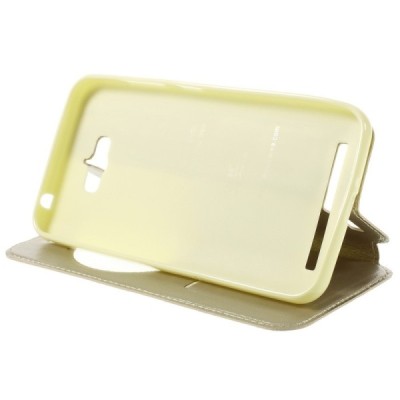 Asus Zenfone Max (ZC550KL) Roar Noble ādas atvēramais zelta futrālis / Vacins.lv