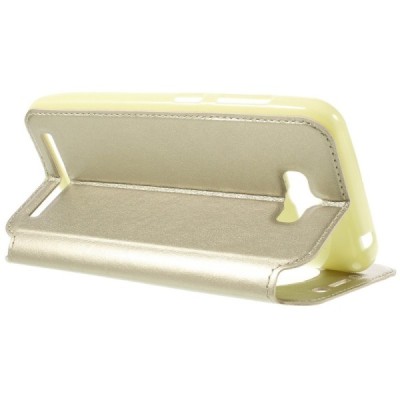 Asus Zenfone Max (ZC550KL) Roar Noble ādas atvēramais zelta futrālis / Vacins.lv