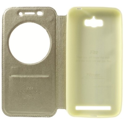 Asus Zenfone Max (ZC550KL) Roar Noble ādas atvēramais zelta futrālis / Vacins.lv