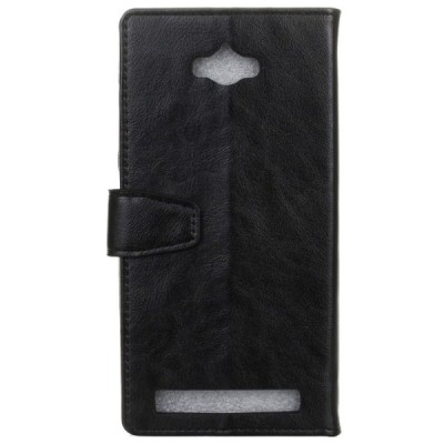 Asus Zenfone Max (ZC550KL) atvēramais ādas melns maciņš (maks) / Vacins.lv