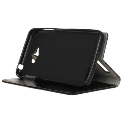 Asus Zenfone Max (ZC550KL) atvēramais ādas melns maciņš (maks) / Vacins.lv