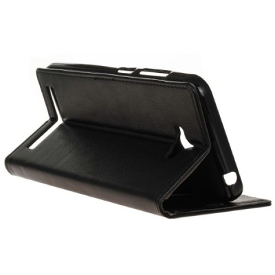 Asus Zenfone Max (ZC550KL) atvēramais ādas melns maciņš (maks) / Vacins.lv