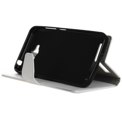 Asus Zenfone Max (ZC550KL) atvēramais ādas balts maciņš (maks) / Vacins.lv