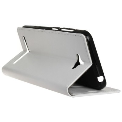 Asus Zenfone Max (ZC550KL) atvēramais ādas balts maciņš (maks) / Vacins.lv