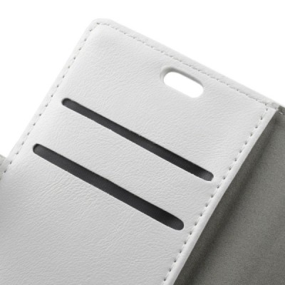 Asus Zenfone Max (ZC550KL) atvēramais ādas balts maciņš (maks) / Vacins.lv