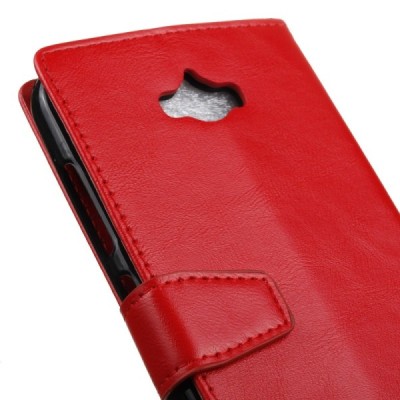 Asus Zenfone Max (ZC550KL) atvēramais ādas sarkans maciņš (maks) / Vacins.lv