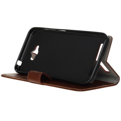 Asus Zenfone Max (ZC550KL) atvēramais ādas brūns maciņš (maks) / Vacins.lv