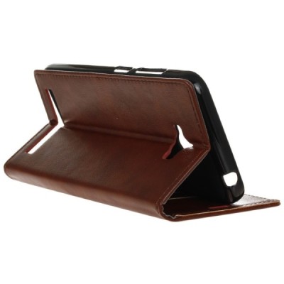 Asus Zenfone Max (ZC550KL) atvēramais ādas brūns maciņš (maks) / Vacins.lv