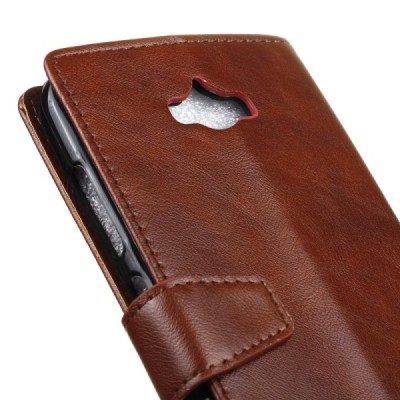 Asus Zenfone Max (ZC550KL) atvēramais ādas brūns maciņš (maks) / Vacins.lv